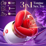 KISS|Rose Women Tongue Licking & Suction Clitoral Stimulator Sex Toys