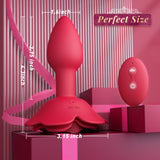 Double Stimulation Rose Female Sex Toy Anal Vibrator with Unique Anchor Design