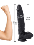 10.6 Inch Black Silicone Realistic Giant Dildo