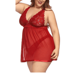 Plus Size Sexy Lace Pajamas Seductive Cami Dress Nightwear