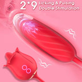 Rose Tongue Licking clitoral Vibrator with Pulsating Dildo