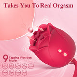 Air Pulse Tapping  Clit Rose Vibrator with Thrusting Dildo