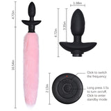 Pink Wagging Fox Tail Anal Vibration Butt Plug